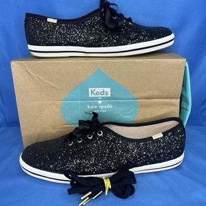 Kate Spade Womens Black Glitter Casual Flats Size 8.5